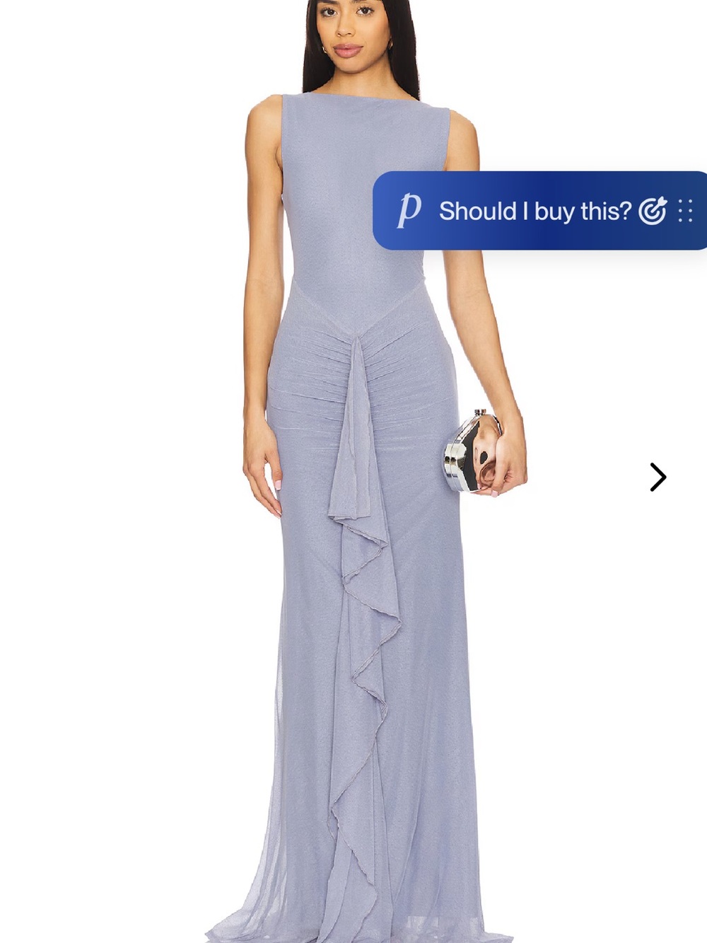Sleeveless Ruffle-Front Evening Gown - Lavender